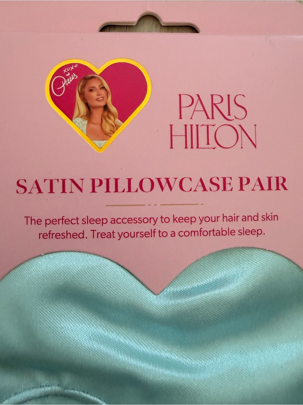 Paris Hilton Satin Pillowcase Pair - Mint Blue